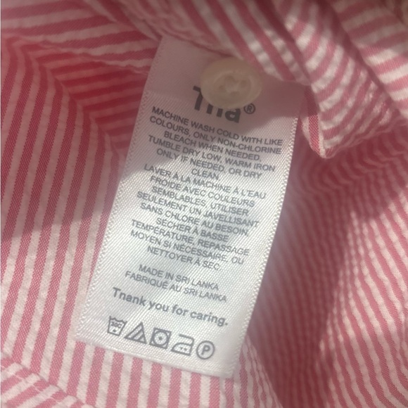Aritzia TNA Women's Baltimore Pink Seersucker Button Up Short Sleeve Blouse M - Picture 3 of 7